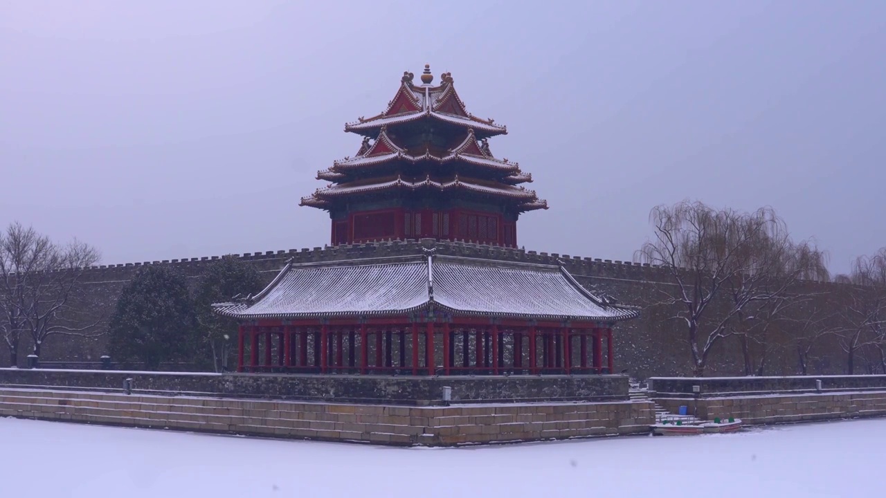 故宫角楼的雪视频下载