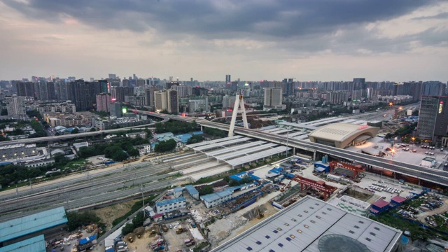 四川省成都市天府立交桥夜景延时视频素材