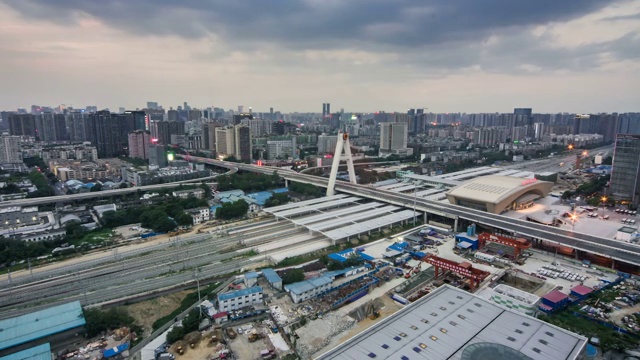 四川省成都市天府立交桥夜景延时视频素材