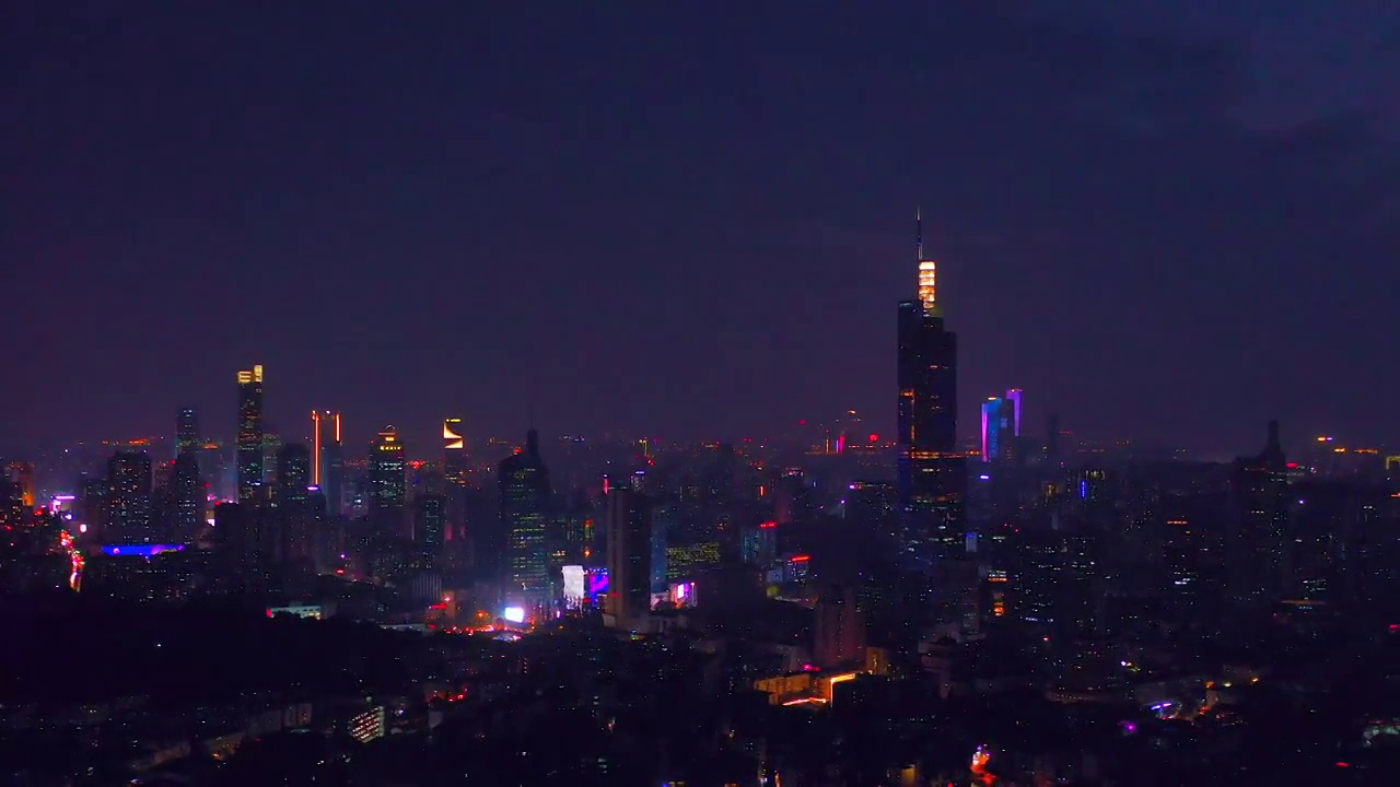 航拍南京现代城市风光夜景视频素材