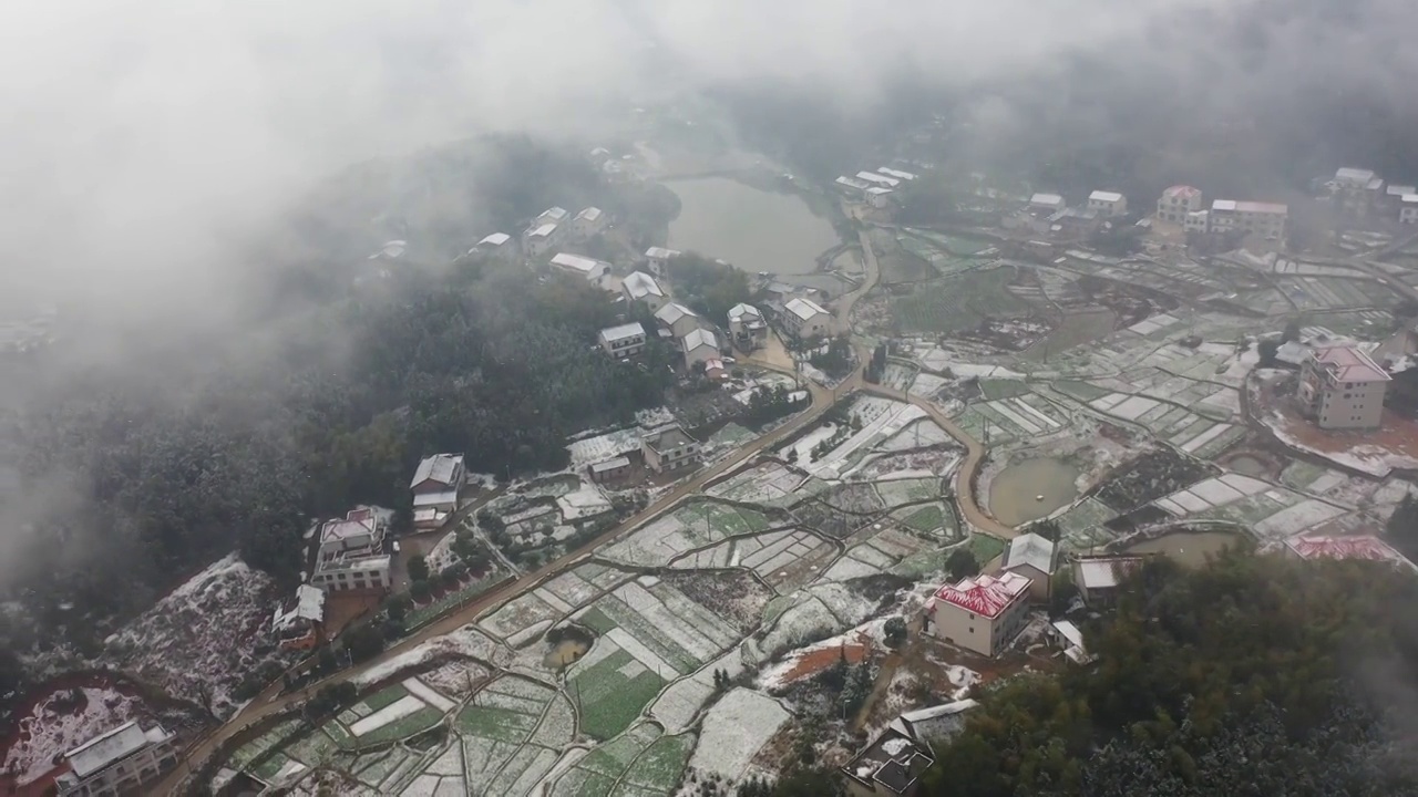 水洞底雪中山村（三）视频素材