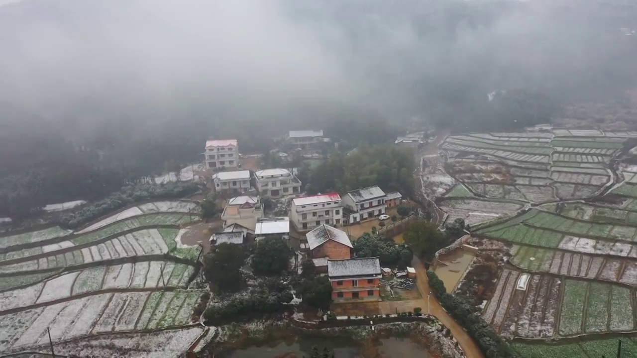 水洞底雪中山村（五）视频素材