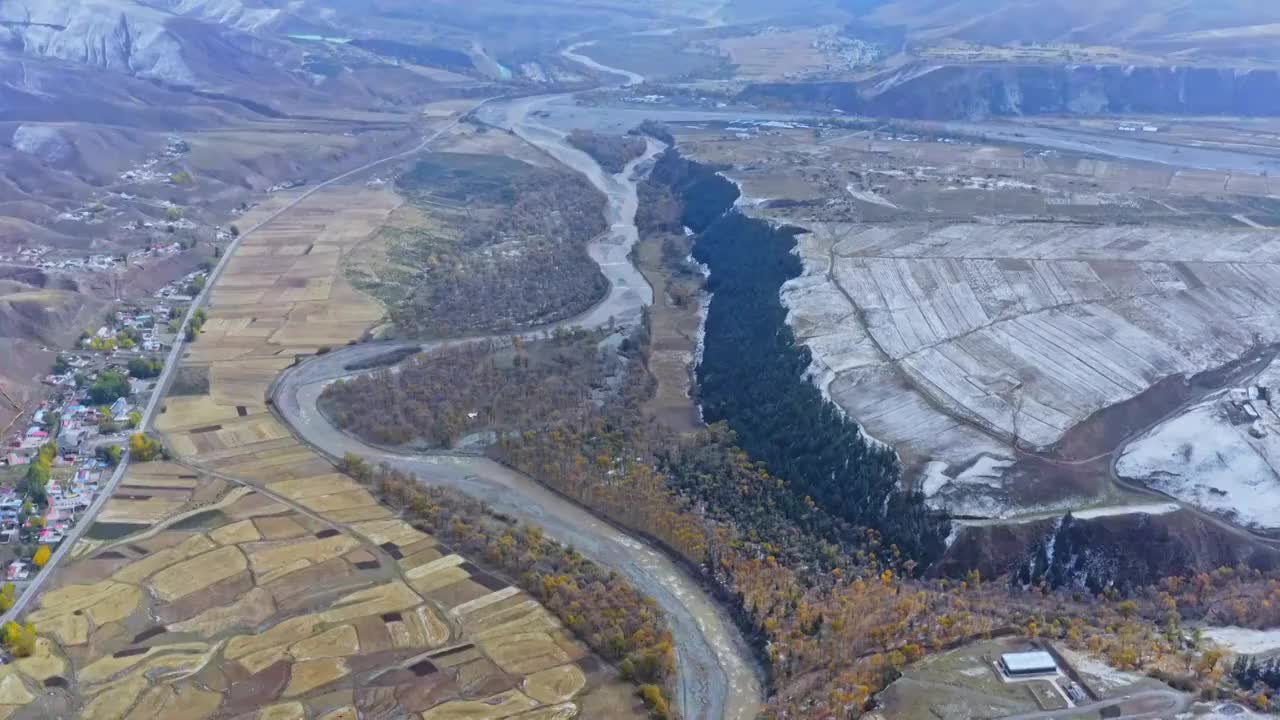 祁连秋色雪景视频素材