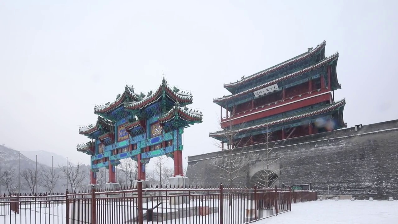 北京居庸关长城雪景视频素材