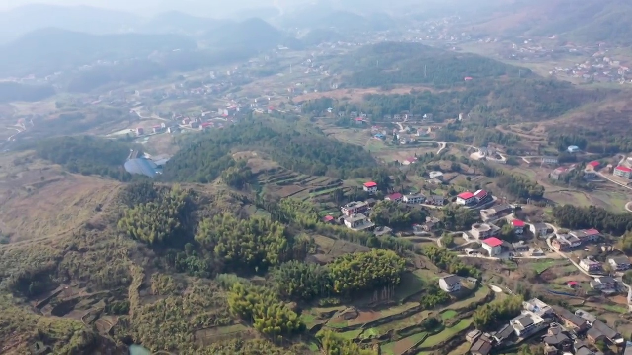 航拍甘溪花萼村全景视频素材