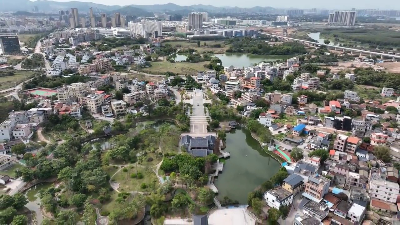 广东省惠州市惠城区三栋鹿颈村邓演达故居航拍视频素材