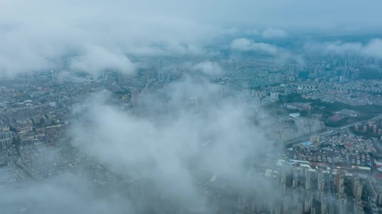 航拍广东中山地标建筑城市风光延时视频素材