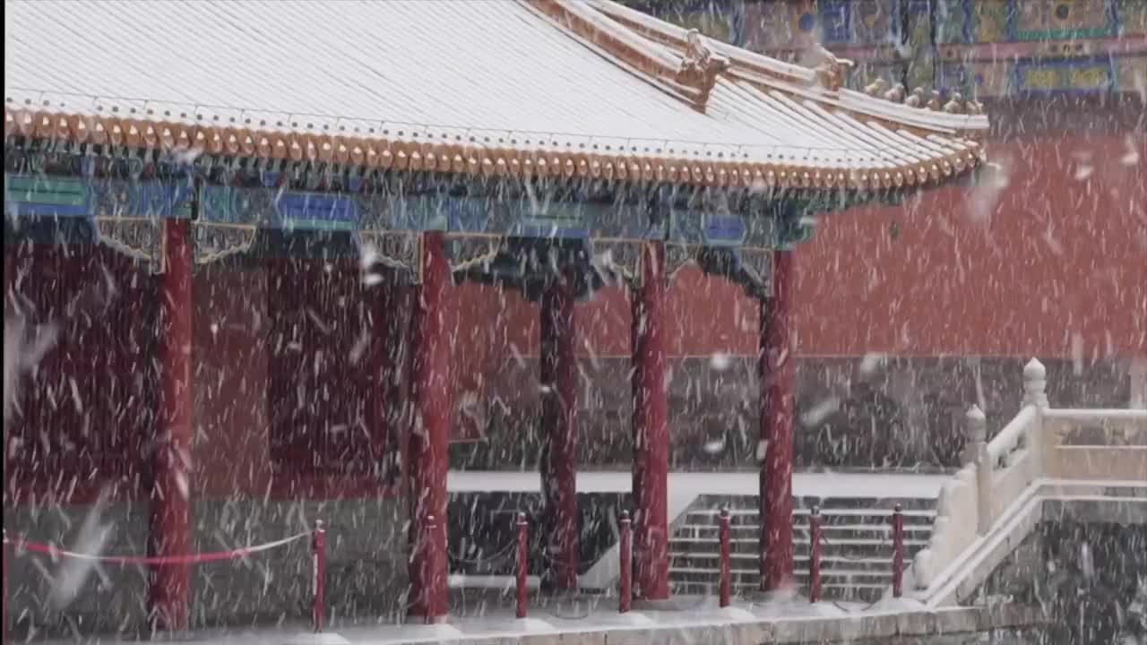 大雪纷飞故宫紫禁城视频素材