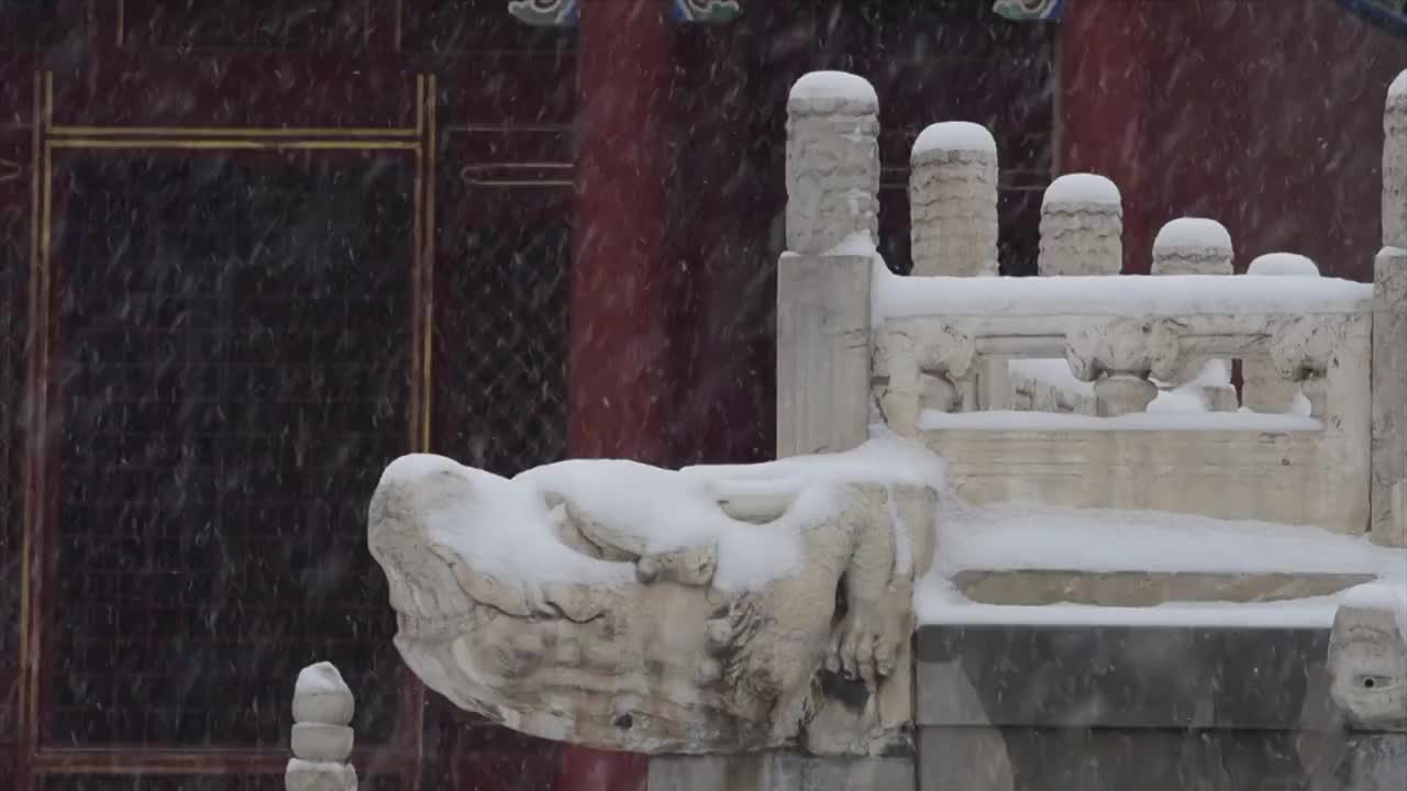 大雪纷飞故宫雪景视频素材