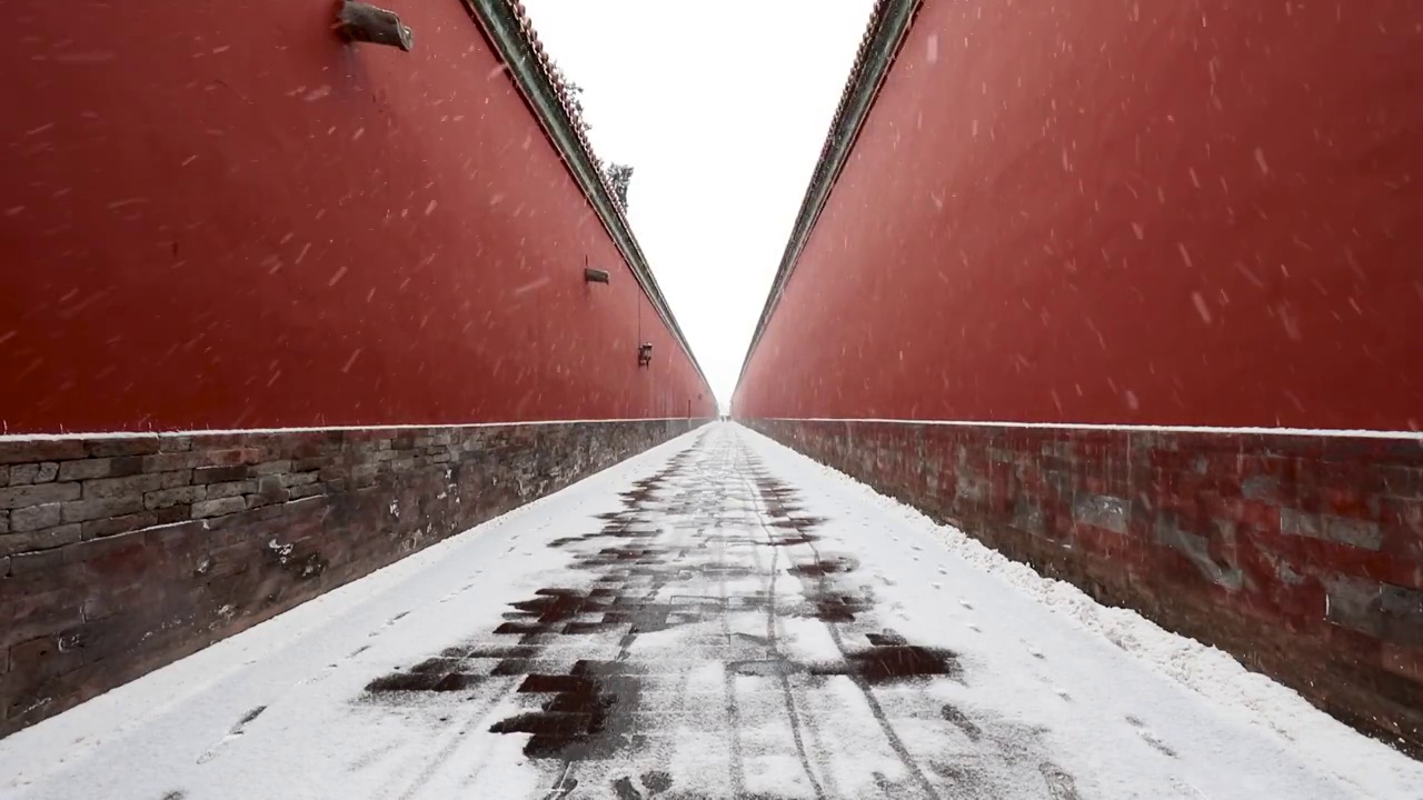 故宫红墙夹道雪景视频素材