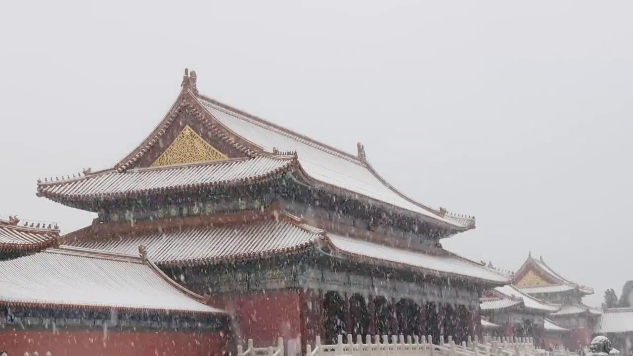 大雪中的北京故宫视频素材