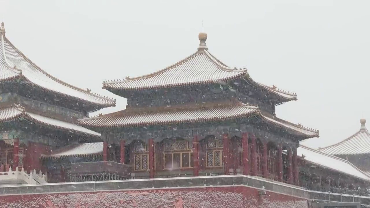 大雪中的北京故宫视频素材