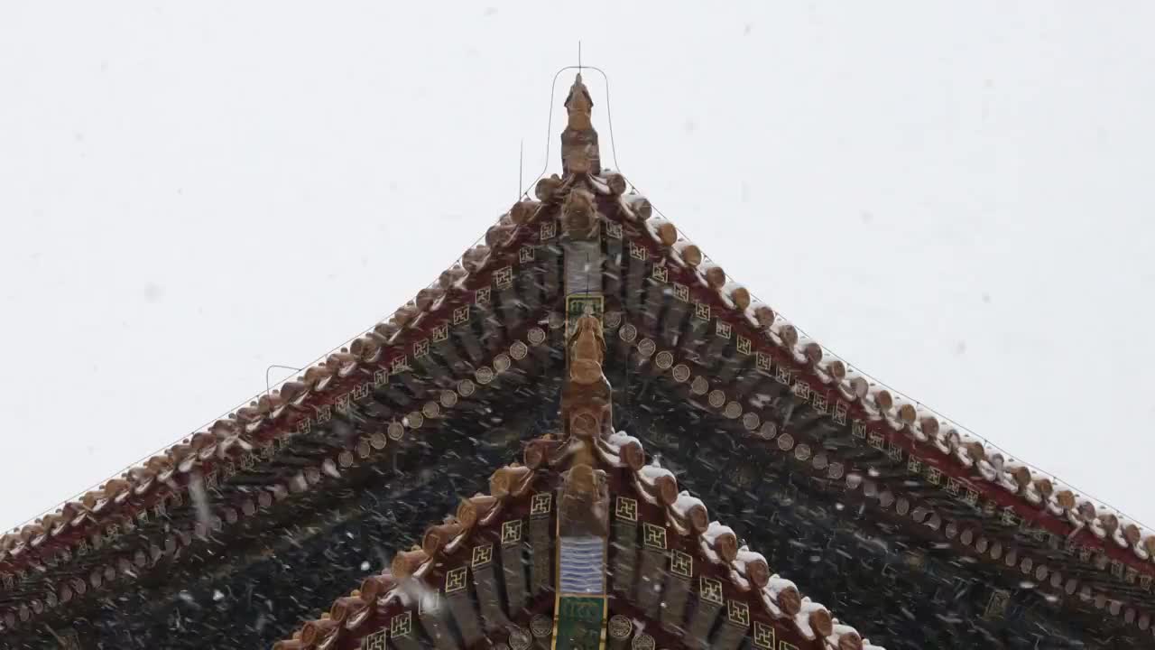 大雪中的北京故宫视频素材