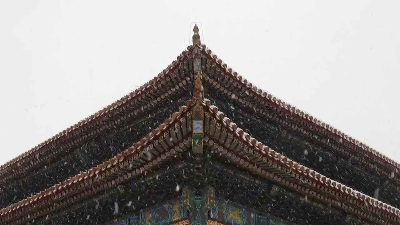 大雪中的北京故宫视频素材