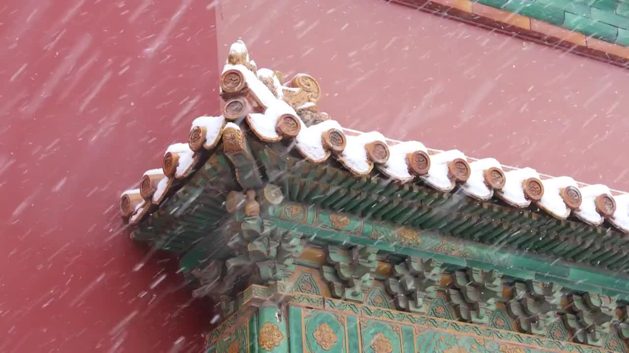 大雪中的北京故宫视频素材