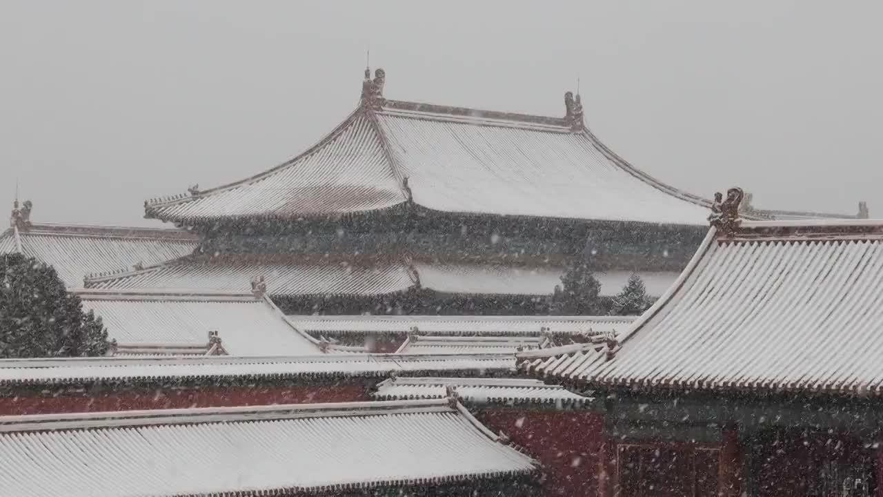 大雪中的北京故宫视频素材