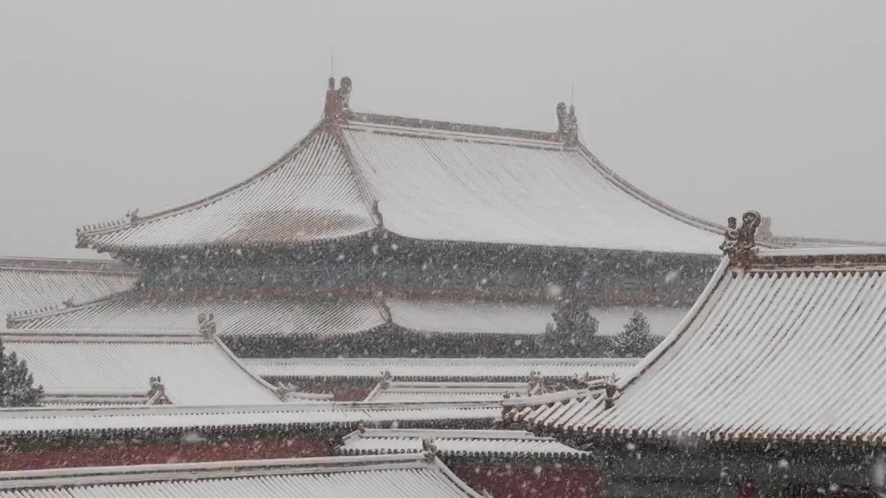 大雪中的北京故宫视频素材