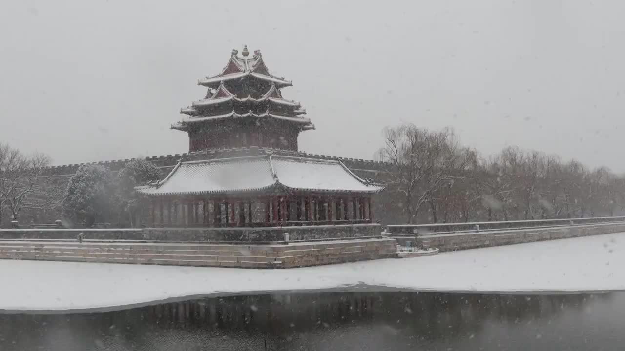 大雪中的北京故宫视频素材