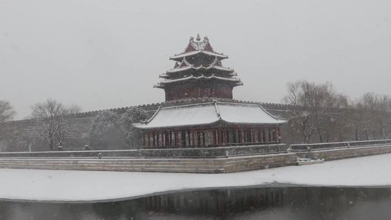 大雪中的北京故宫视频素材