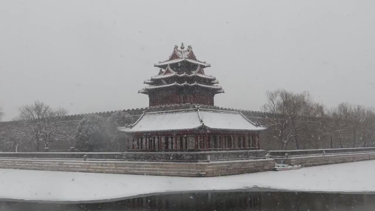 大雪中的北京故宫视频素材