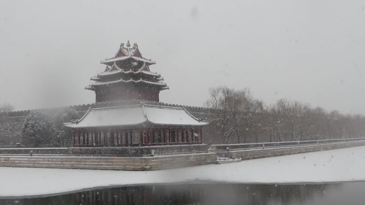 大雪中的北京故宫视频素材