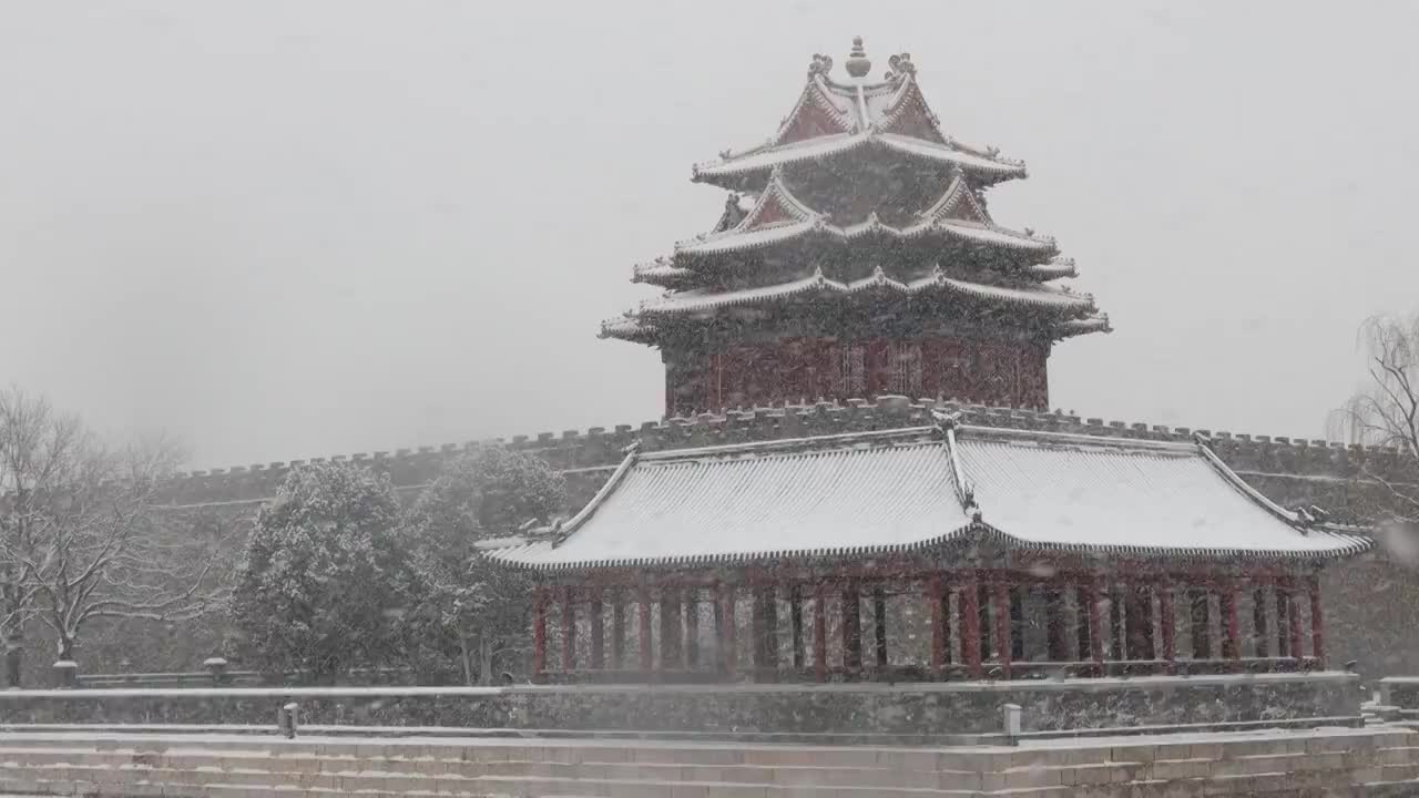 大雪中的北京故宫视频素材