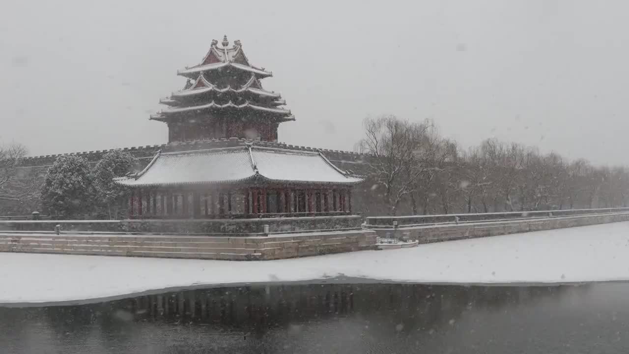 大雪中的北京故宫视频素材