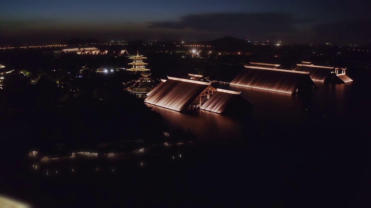 广富林文化遗址夜景视频素材