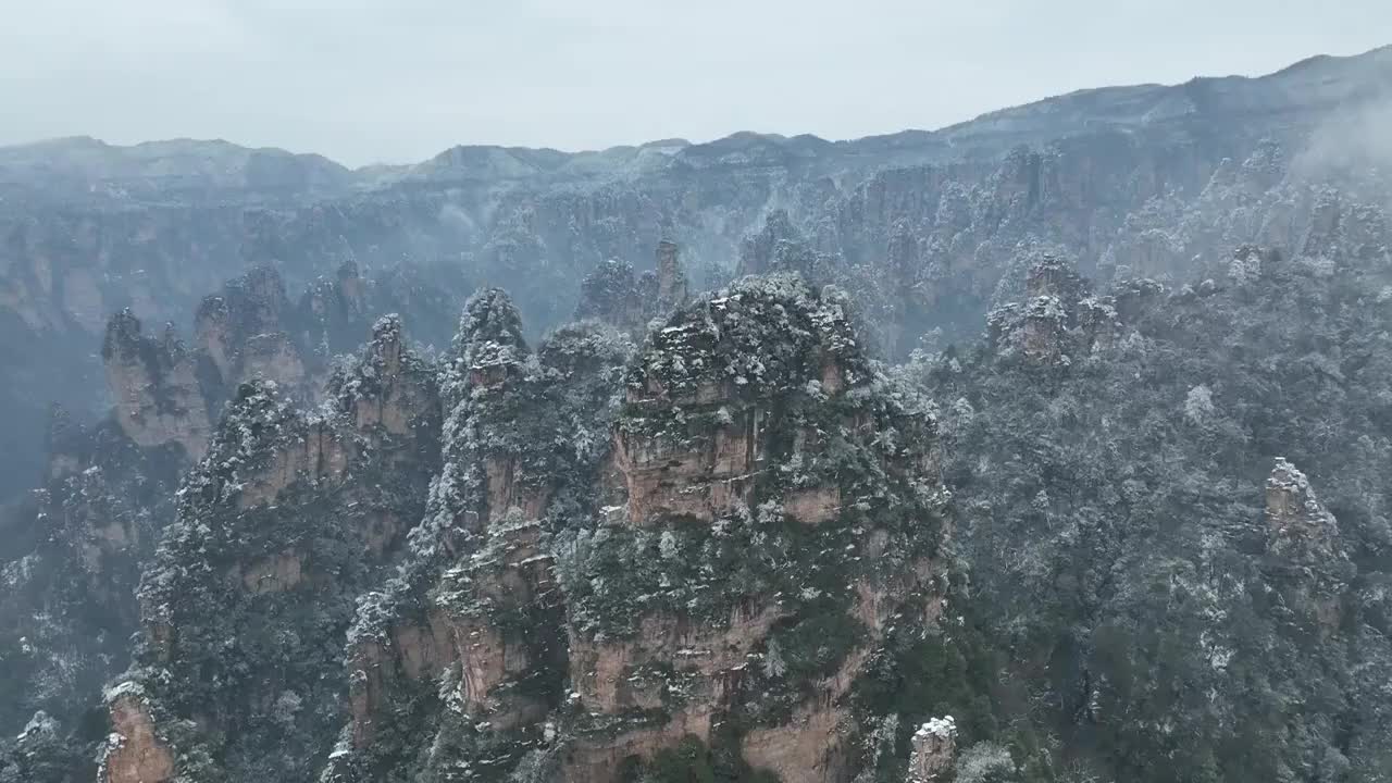 张家界武陵源天子山雪景视频素材