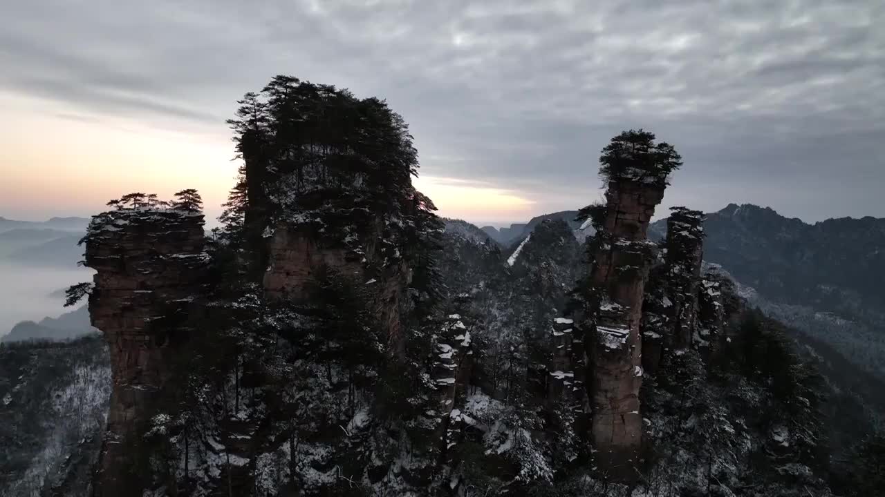 张家界武陵源天子山日出视频素材