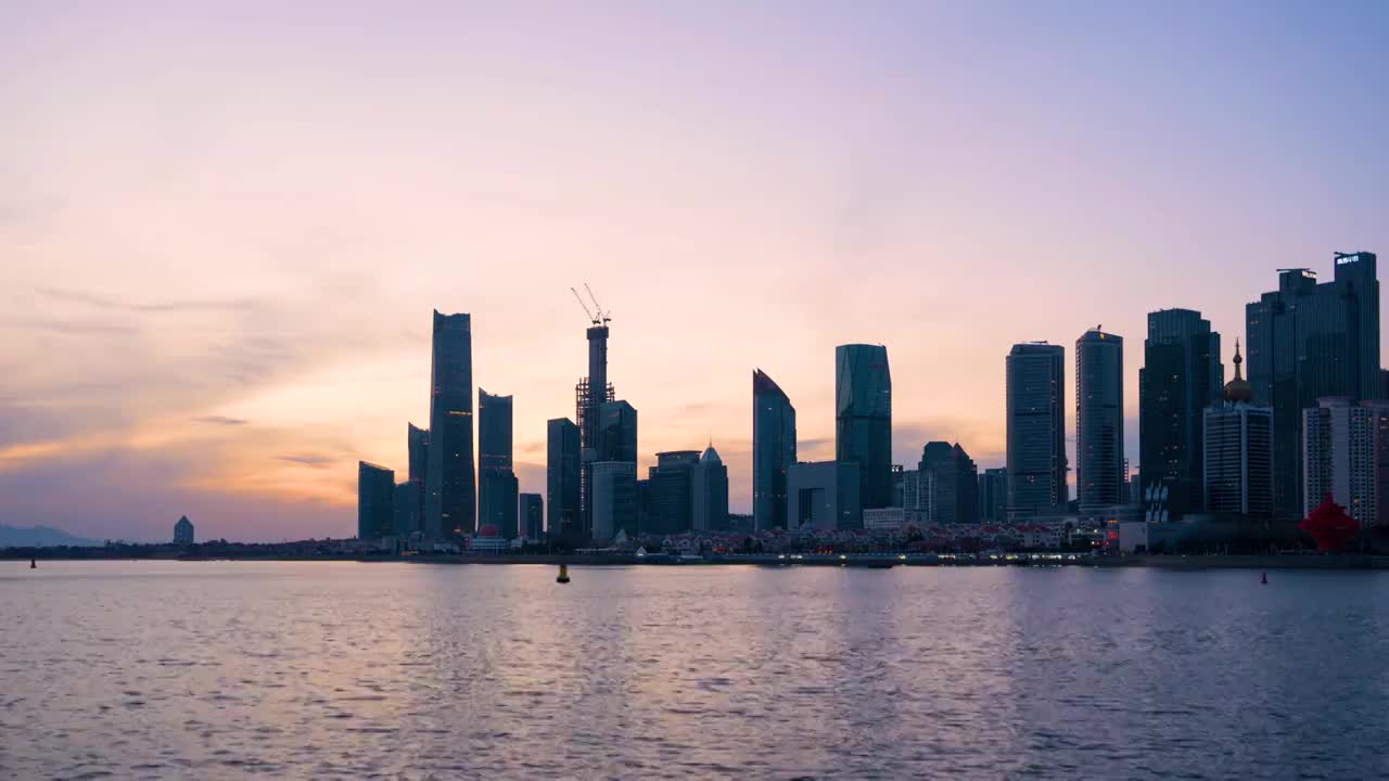 航拍青岛城市海岸线风光视频素材