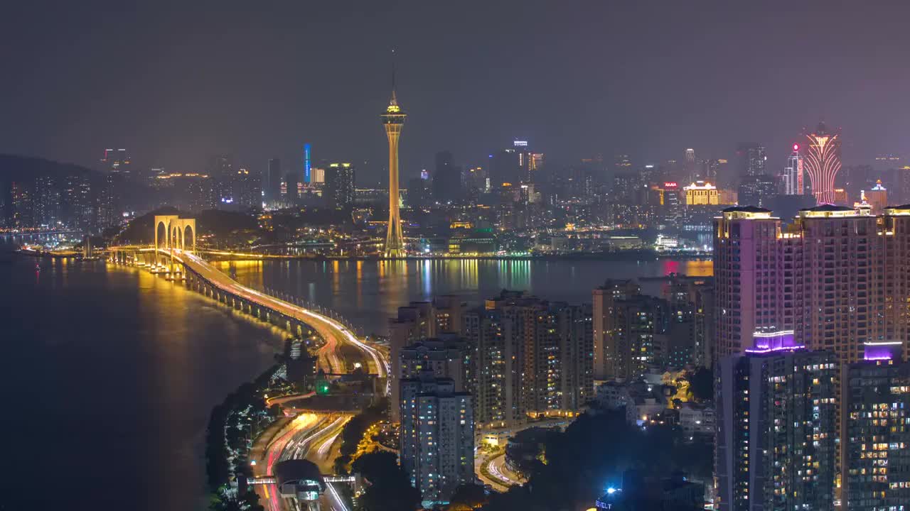 澳门夜景延时视频素材