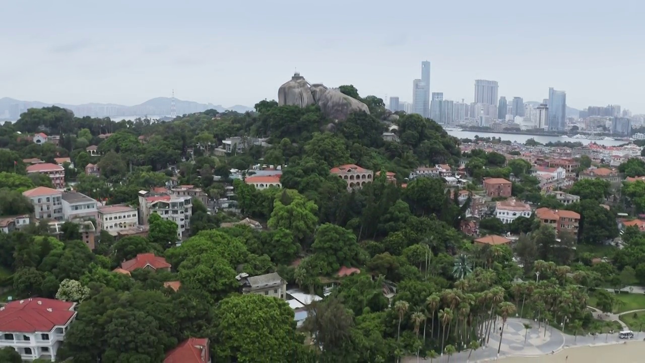 厦门鼓浪屿,航拍海岛著名景点视频素材