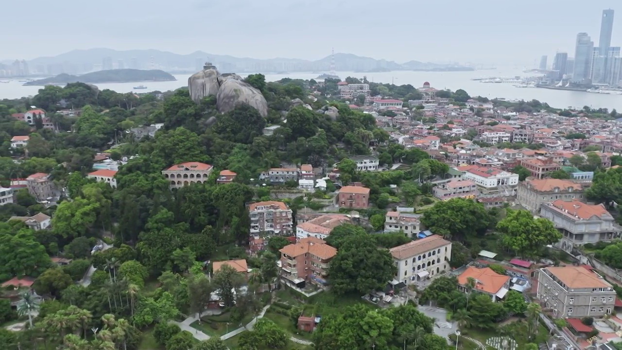 厦门鼓浪屿,航拍海岛著名景点视频素材