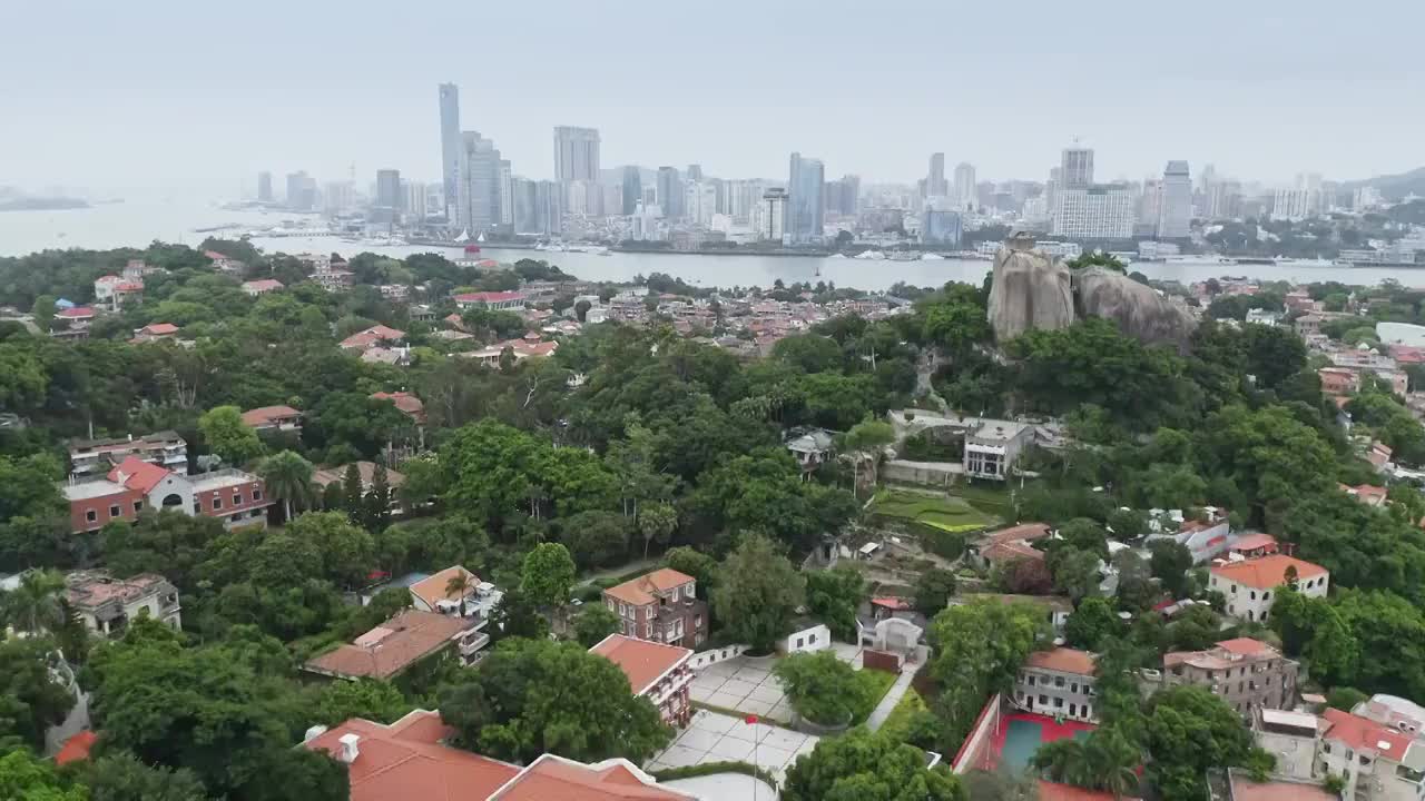 厦门鼓浪屿,航拍海岛著名景点视频素材