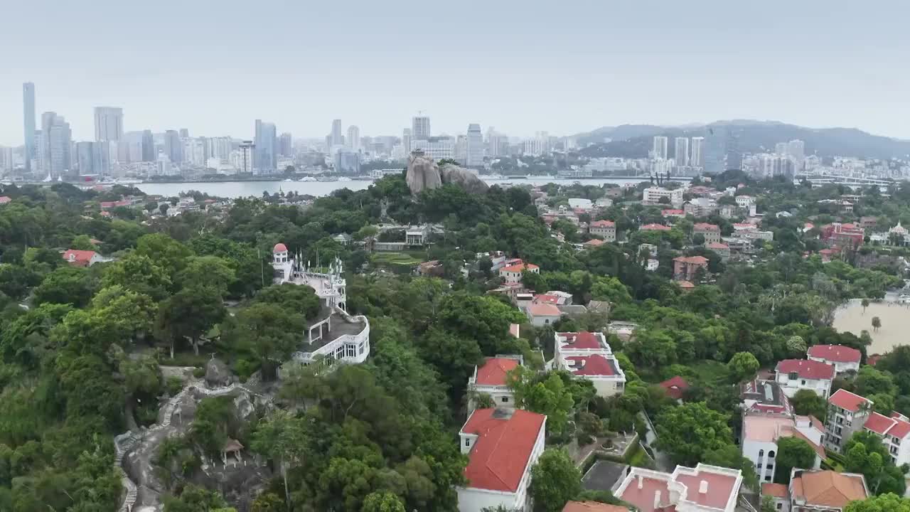 厦门鼓浪屿,航拍海岛著名景点视频素材