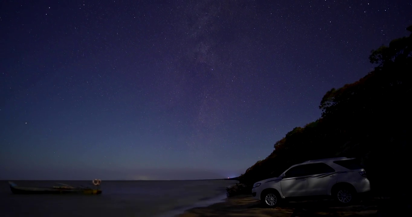 黑龙江鸡西：中俄界湖兴凯湖秋日星空视频素材