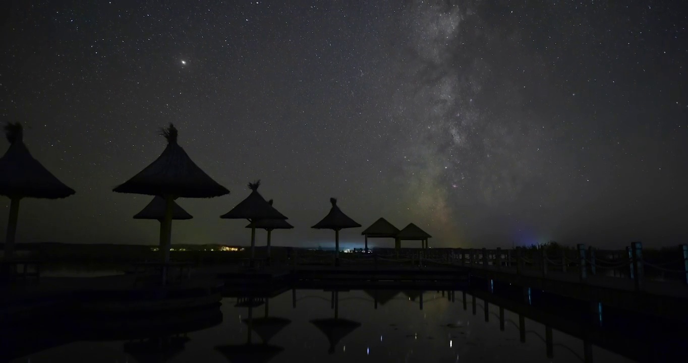 黑龙江鸡西：兴凯湖湿地公园秋日星空视频素材