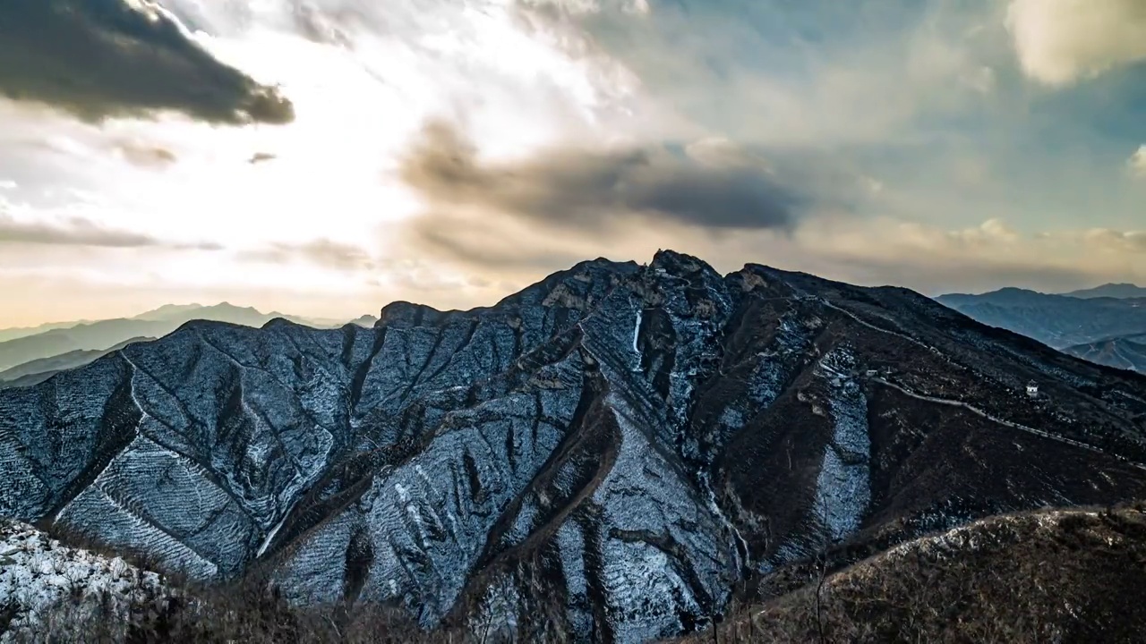 北京雪山延时日落视频素材