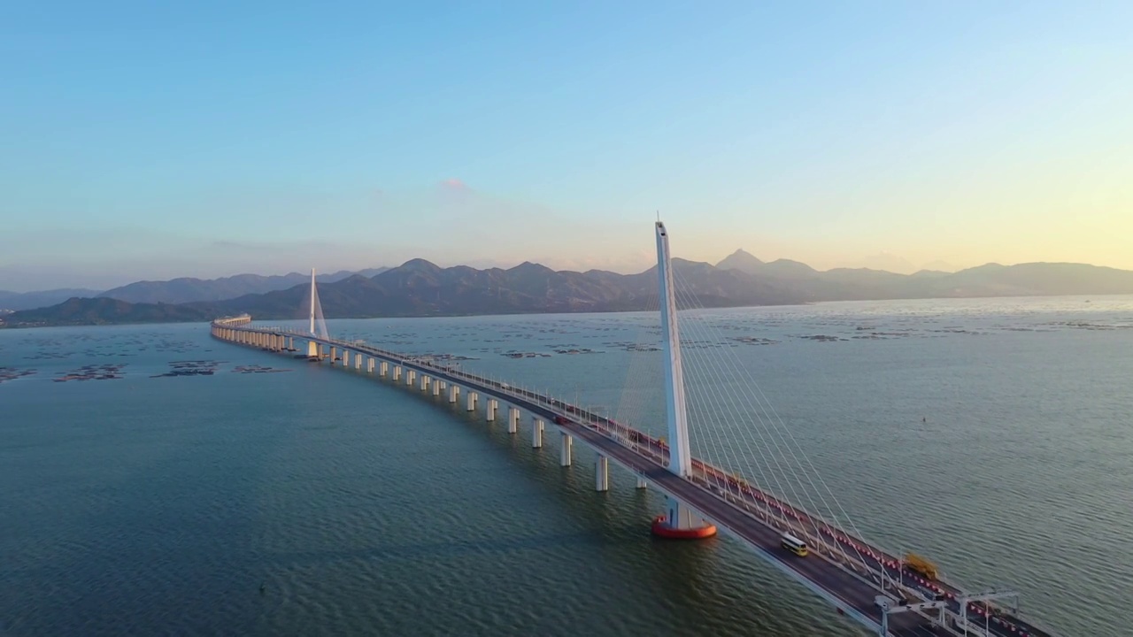 深圳湾深圳公路大桥航拍视频素材