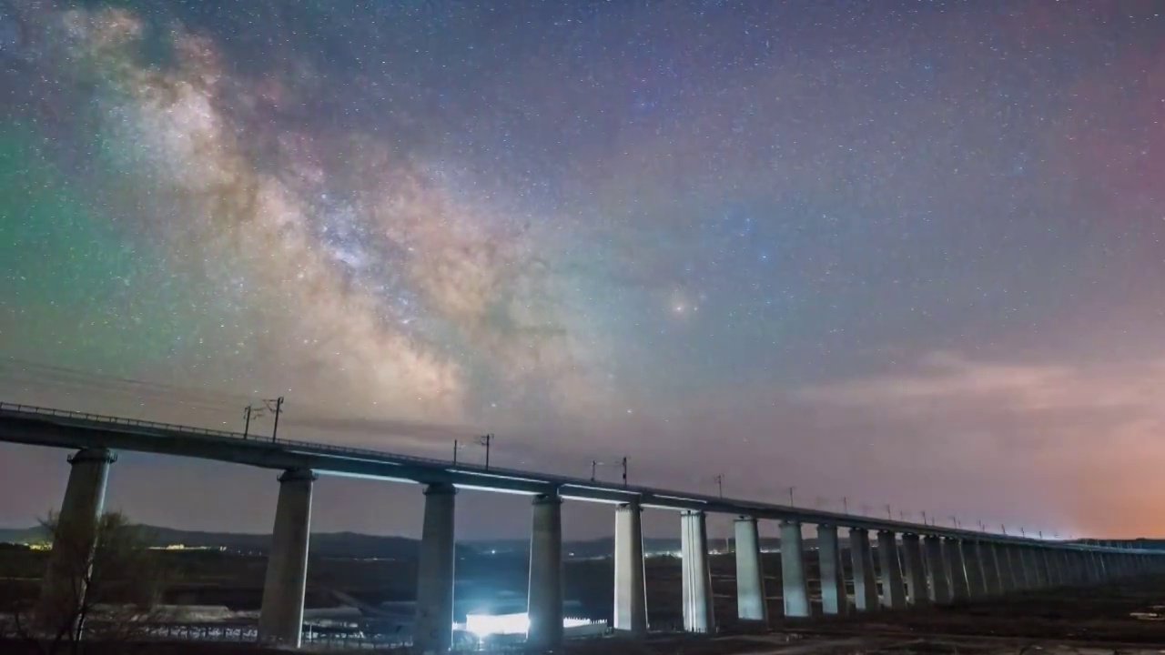 东北牡佳铁路建设现场风光延时视频素材