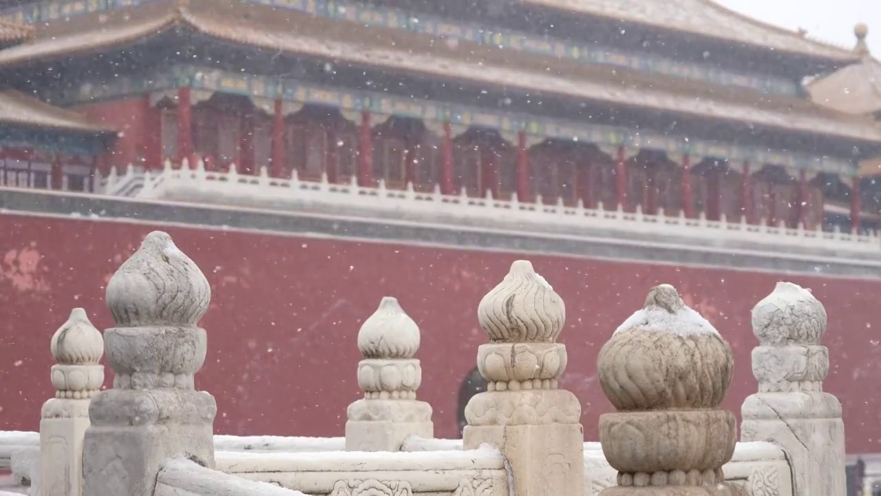 故宫飘雪视频素材