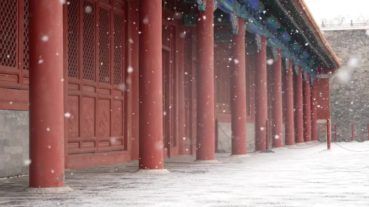 故宫飘雪视频素材