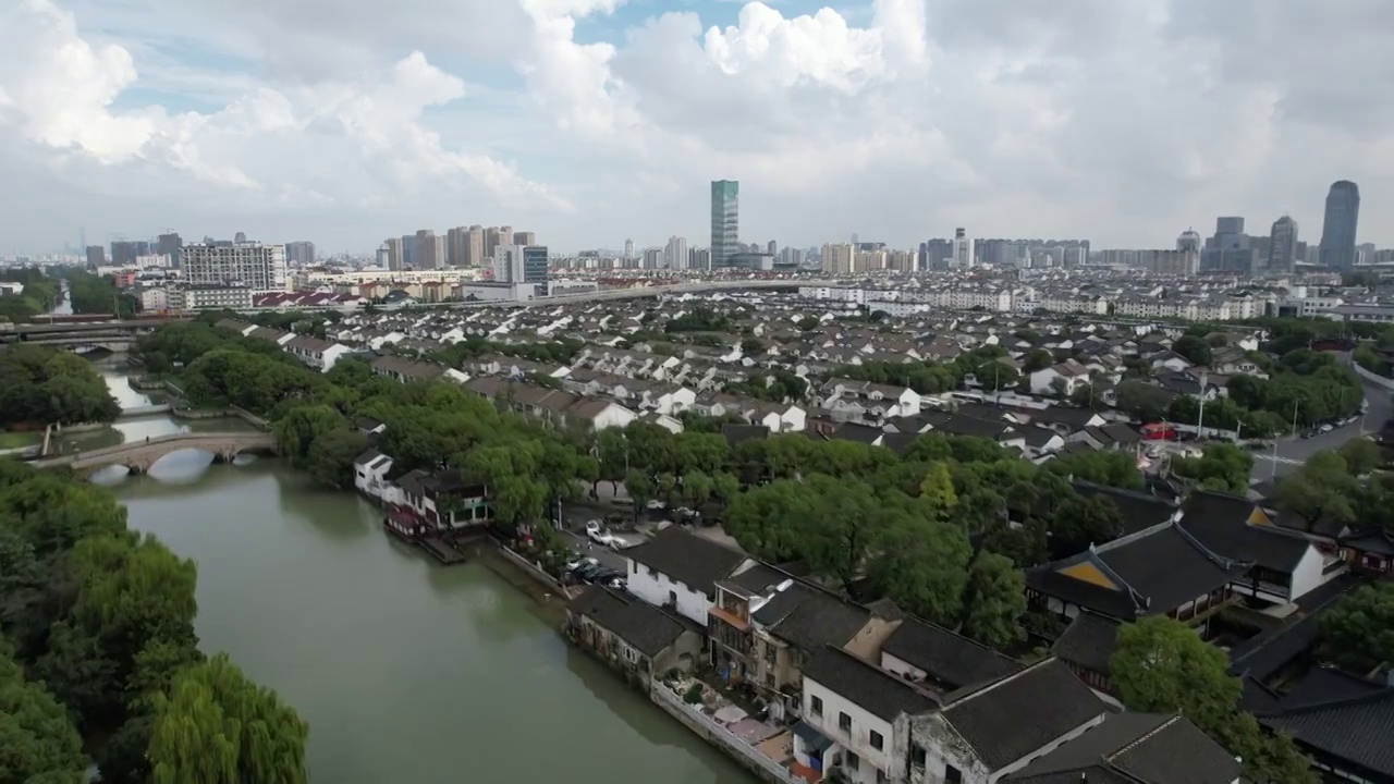 江苏苏州寒山寺航拍风光摄影视频下载