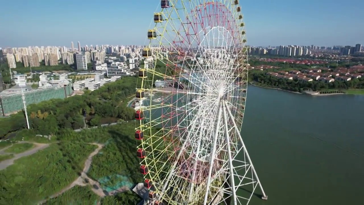 江苏苏州金鸡湖工业园区城市建筑风光航拍摄影视频下载