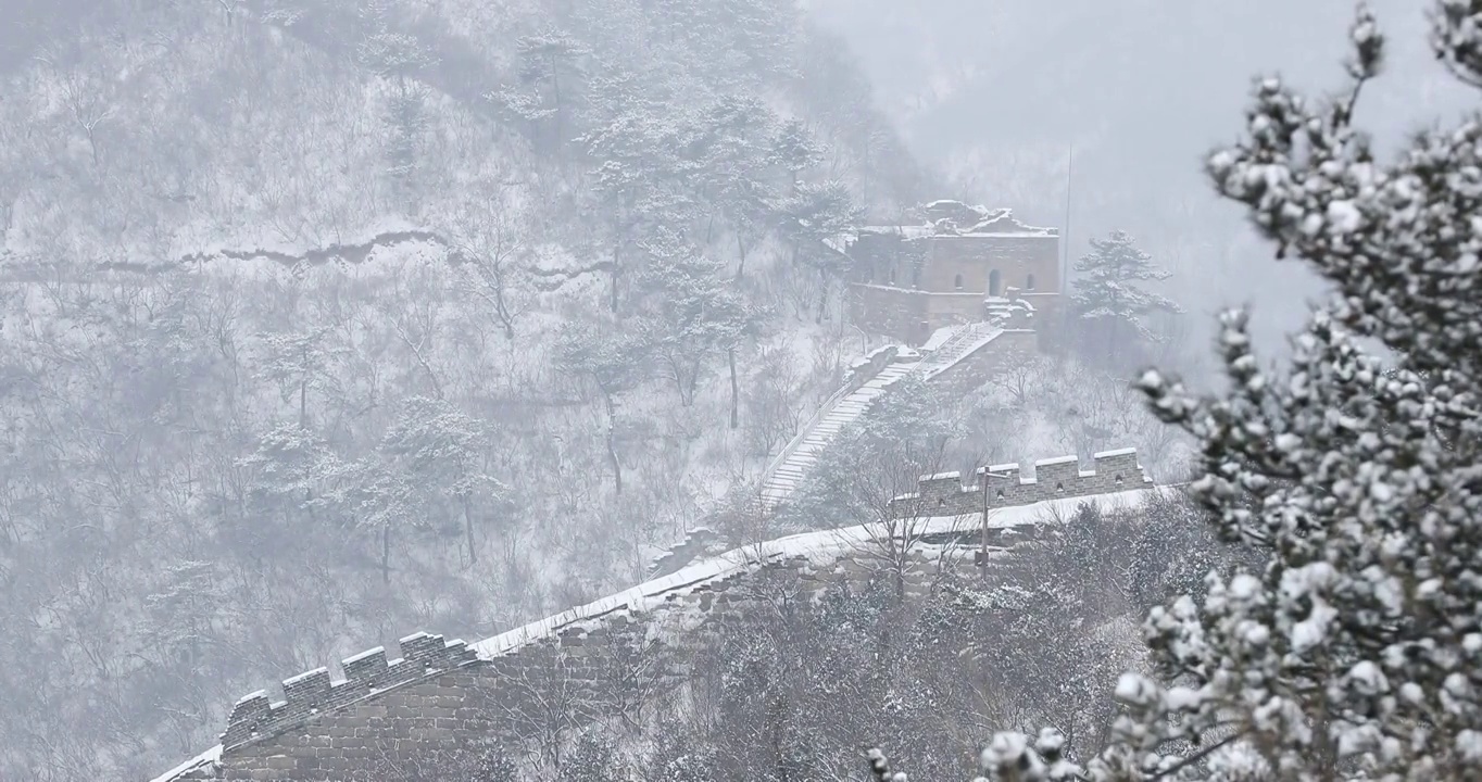 北京4K拍摄雪中长城视频素材