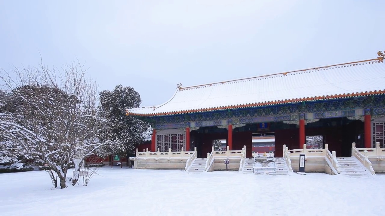 北京十三陵定陵雪景视频素材