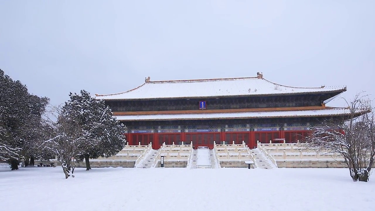 北京十三陵定陵雪景视频素材