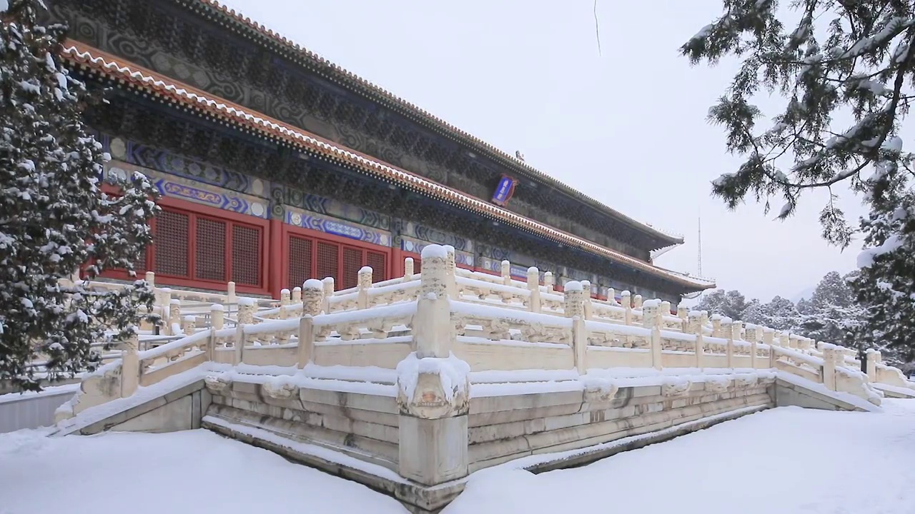 北京十三陵定陵雪景视频素材