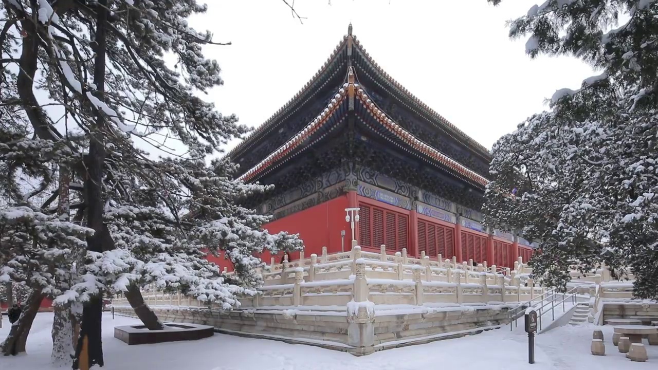 北京十三陵定陵雪景视频素材